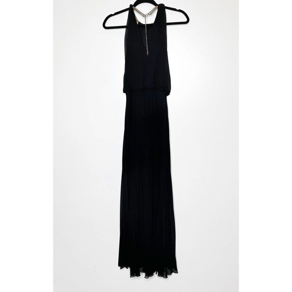 B. Darlin Cocktail Prom Homecoming Pleated Maxi Dress Womens Black Size 7/8 - Picture 1 of 3